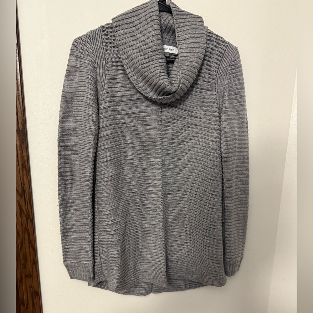 Calvin Klein Gray Ribbed Turtleneck Sweater